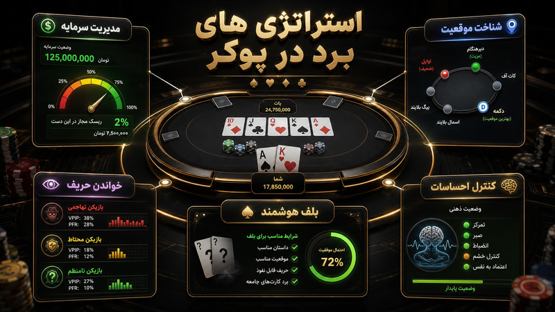 آموزش استراتژی های برد در بازی پوکر آنلاین